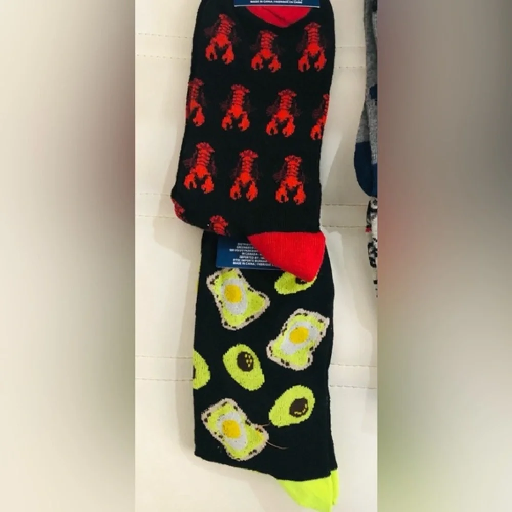 3pairs men’s socks-avocado toast‎ deer lobster cars trucks dogs motorcycle new